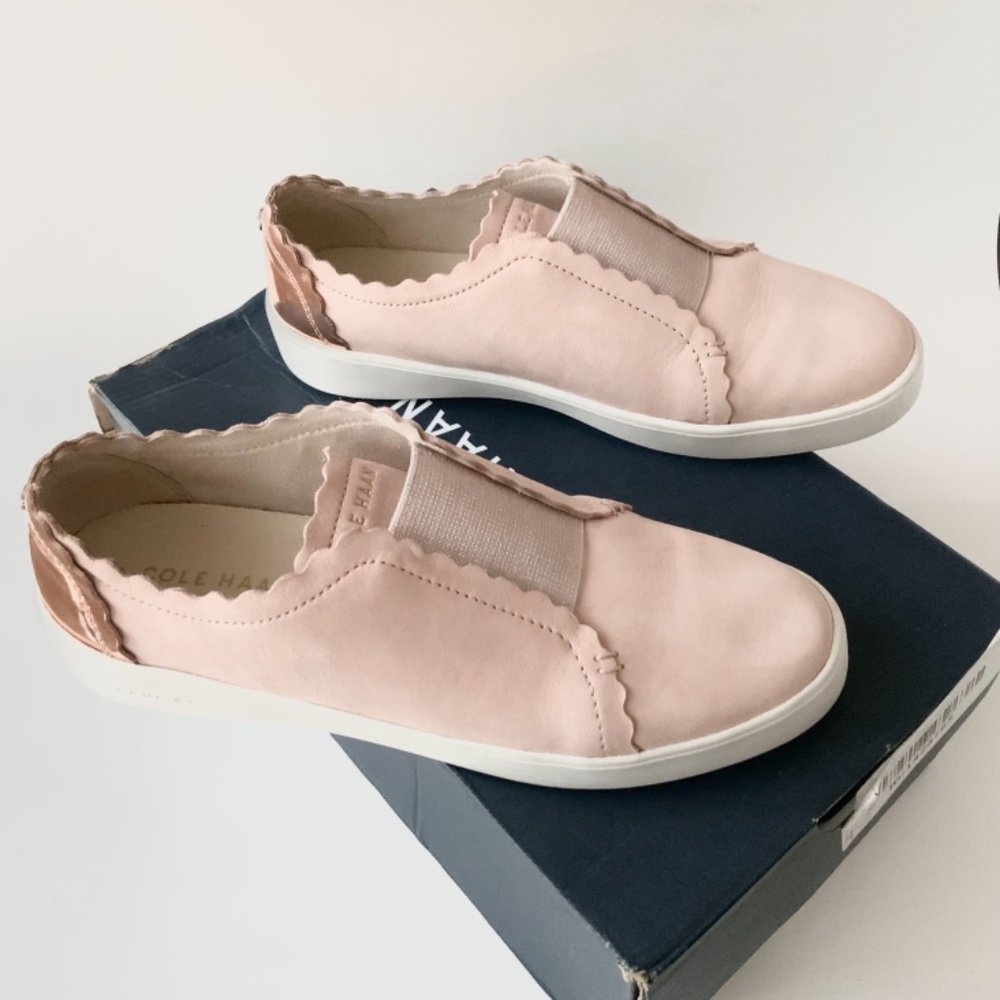Cole Haan Grand Crosscourt Street Scallop Peach Blush Nubuck/Rose Gold Sneakers - Picture 5 of 8
